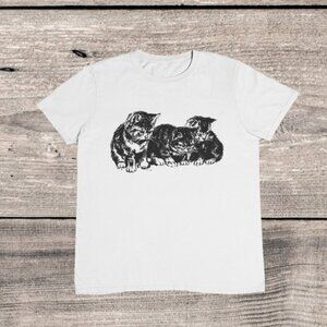 Vintage Kitty Cats Drawing T shirt